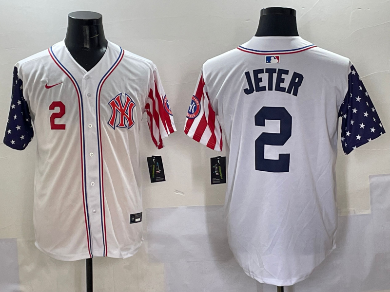 Men 2025  MLB New York Yankees #2 Jeter white jersey style 2
